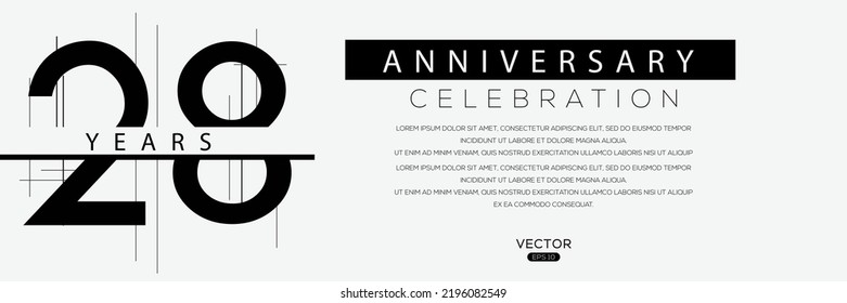 28 years anniversary celebration template, Vector illustration.