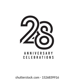 28 Years Anniversary Celebration Vector Template Design Illustration