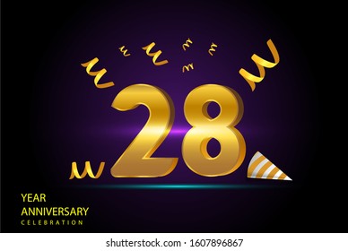 28 Years Anniversary Celebration Vector Template Design Illustration