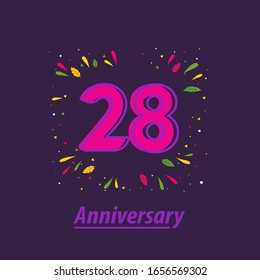 28 Years Anniversary Celebration Vector Template Design Illustration