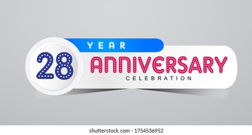 28 Years Anniversary Celebration Vector Template Design Illustration