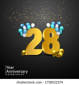 28 Years Anniversary Celebration Vector Template Design Illustration