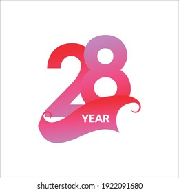 28 Years Anniversary Celebration Vector Template Design Illustration