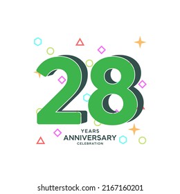 28 Years Anniversary Celebration Vector Template Design Illustration