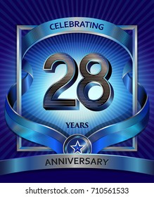 28 years anniversary design template for invitation, advertising, banner, vector design