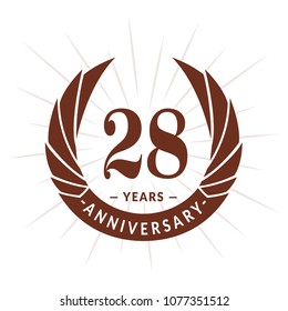 28 years anniversary. Elegant anniversary design. 28 years logo.