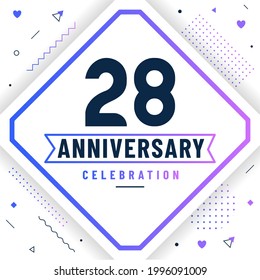 28 years anniversary greetings card, 28 anniversary celebration background free vector.