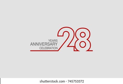 28 years anniversary linked logotype with red color isolated on white background for company celebration event