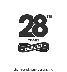 28 years anniversary logo with black color for booklet, leaflet, magazine, brochure poster, banner, web, invitation or greeting card. Vector illustrations.