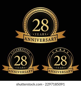 28 years anniversary logo collections. Set of 28th Anniversary logotype template. Vector and illustration.