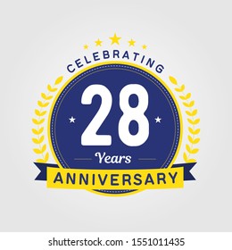 28 Years Anniversary Logo Template. Can be used for celebration event