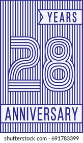 28 years anniversary logo. Vector and illustration. Line art anniversary design template.