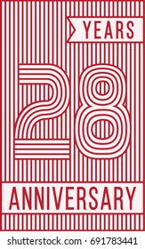 28 years anniversary logo. Vector and illustration. Line art anniversary design template.