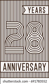 28 years anniversary logo. Vector and illustration. Line art anniversary design template.