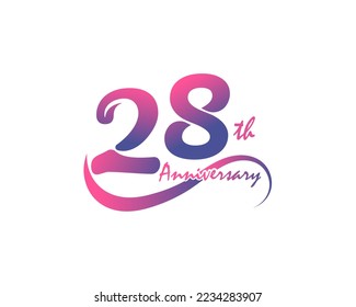 28 years anniversary logotype. 28th Anniversary template design for Creative poster, flyer, leaflet, invitation card