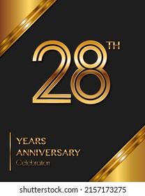 28 Years Anniversary logotype. Anniversary celebration template design for booklet, leaflet, magazine, brochure poster, banner, web, invitation or greeting card. Vector illustrations.