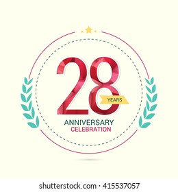 28 Years Anniversary with Low Poly Design and Laurel Ornaments