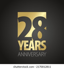 28 Years Anniversary negative space numbers gold black logo icon banner