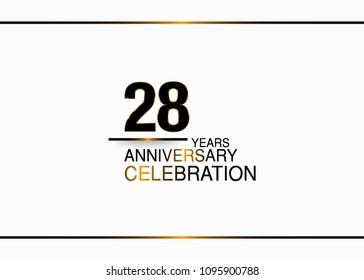28 years anniversary shinny black color simple design isolated on white background