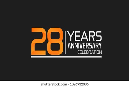 28 years anniversary simple design celebration with orange color and white isolated on black background