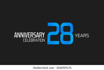 28 years anniversary simple design with blue and white color for celebration event