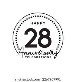 28 Jahre Jubiläum. Jubiläum Template Design Konzept, einfarbig, Design für Veranstaltung, Einladungskarte, Grußkarte, Banner, Poster, Flyer, Buchumschlag und Druck. Vektorgrafik-EPS10