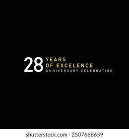 28 years of excelence anniversary celebration vector template design illustration