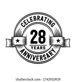 28 years logo design template. 28th anniversary vector and illustration.