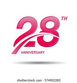 28 years pink anniversary. business, coorporate, wedding, love, valentine logo celebration