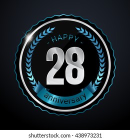28 Years Silver anniversary logo, low poly design number