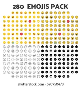 280 Emojis Pack Icons Pixel Perfect Set