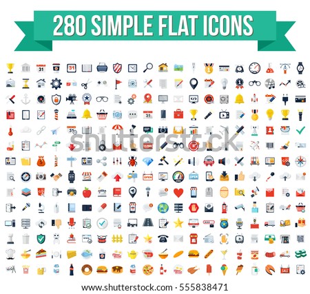 280 Simple Flat Vector Icons