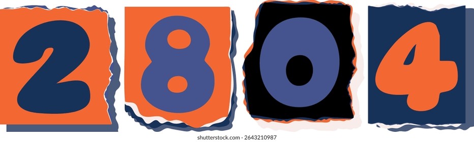 2804 Retro torn paper number Design art