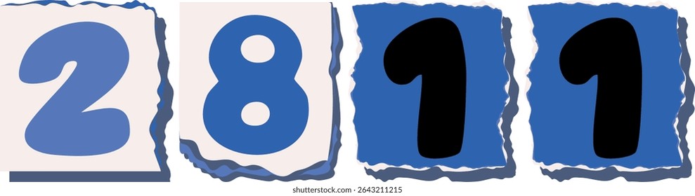 2811 Retro torn paper number Design art