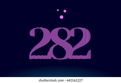 282 number digit logo pink line stripes magenta purple blue font creative text dots company vector icon design