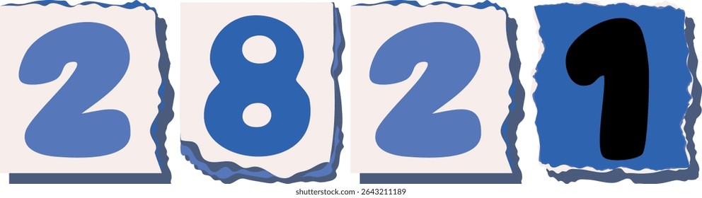 2821 Retro torn paper number Design art