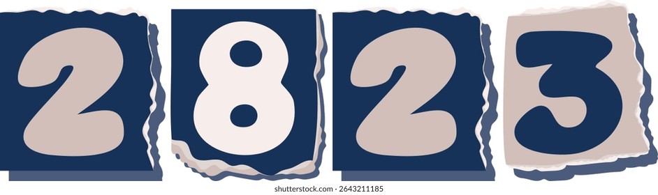 2823 Retro torn paper number Design art