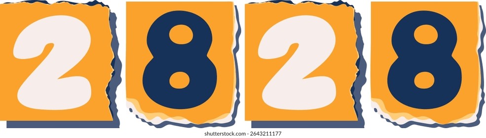 2828 Retro torn paper number Design art