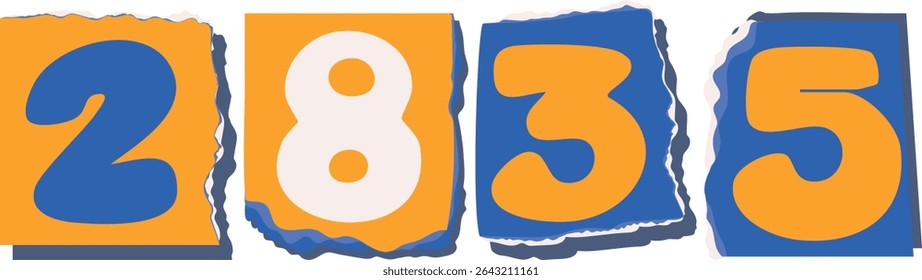 2835 Retro torn paper number Design art