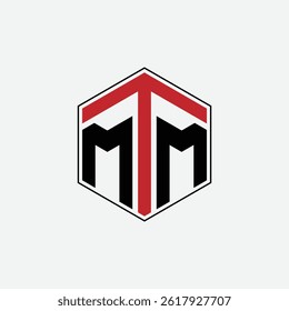 284 a rectangle polygon hexagon shape alphabet word letter geometric educational learning logo M M