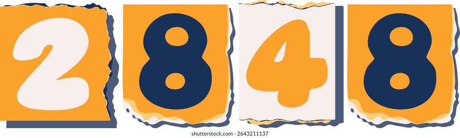 2848 Retro torn paper number Design art