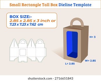 2,85 x 2,85 x 3 Zoll kleine rechteckige Box