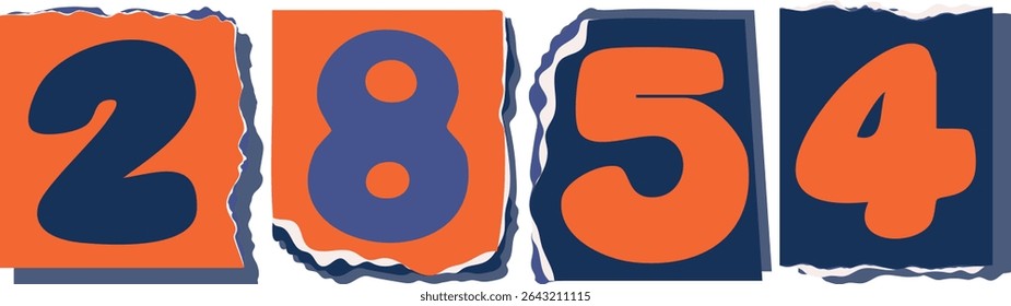 2854 Retro torn paper number Design art