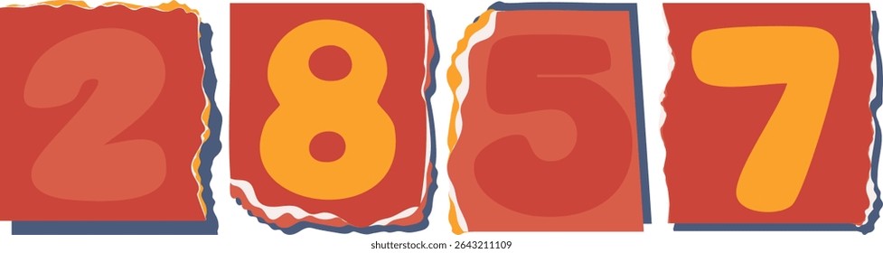 2857 Retro torn paper number Design art