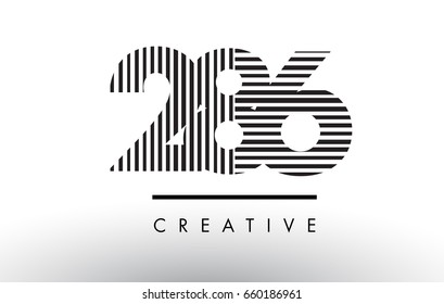 286 Black and White Number Logo Design with Vertical and Horizontal Lines.