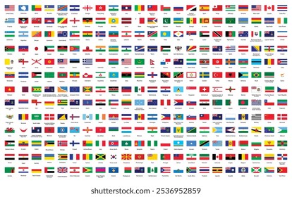 286 Coleção de bandeiras de países do mundo com arquivo Names Vetor