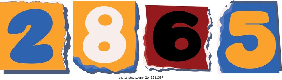 2865 Retro torn paper number Design art