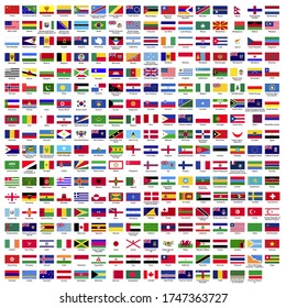 287 country flag with names collection flat icon vector