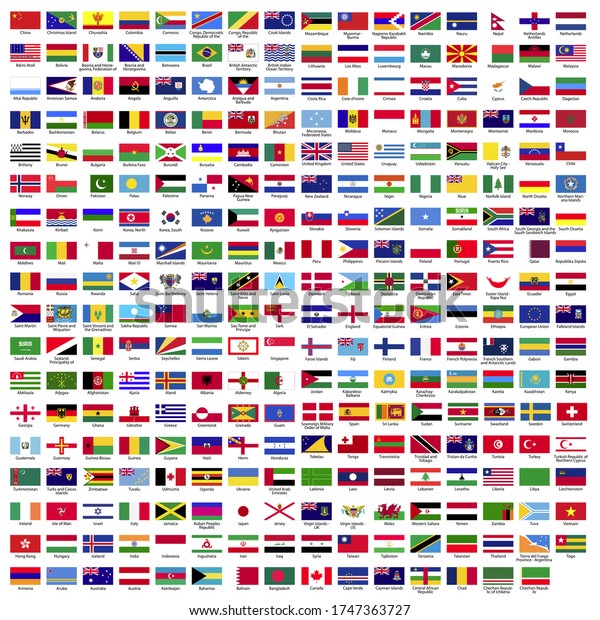 287-country-flag-names-collection-flat-vetor-stock-livre-de-direitos