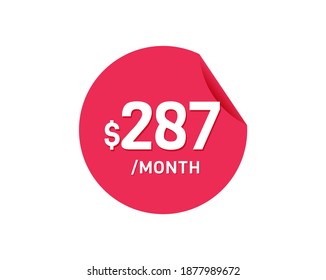 $287 Mes de Dólar. 287 USD Pegatina mensual